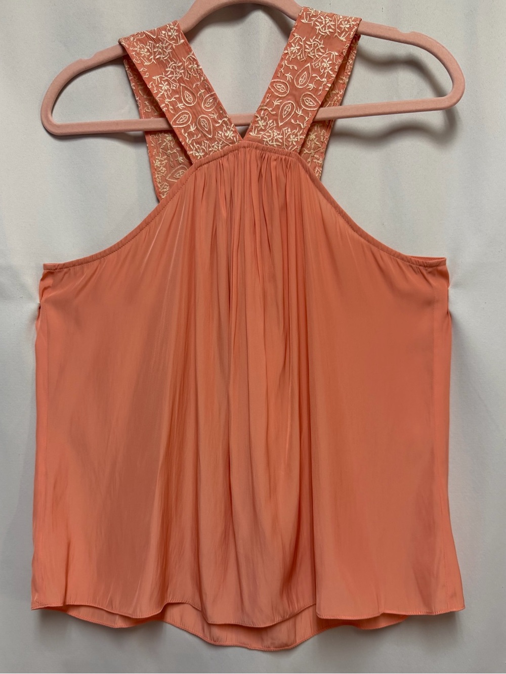 Ramy Brook Darby Embroidered-Trim Top in Deco Rose Size L